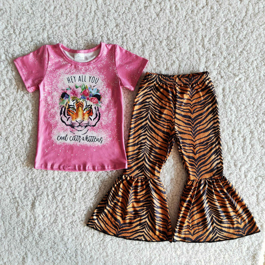 Girls Short Sleeve Tiger  Outfit