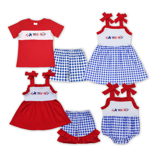 Baby Girls 4th Of July Flag Sibling Boys Rompers Shorts Clothes Sets