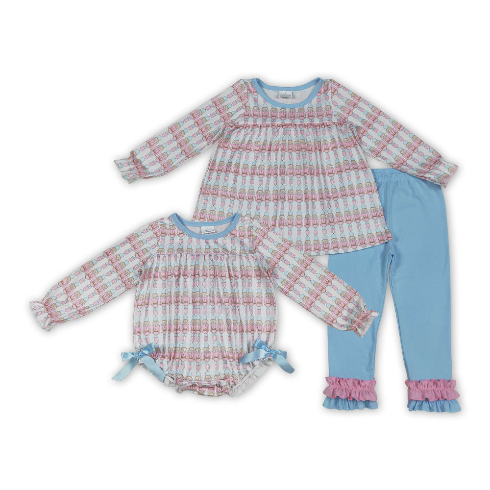 Sibling Baby Girls Christmas  nutcracker Outfit and Romper