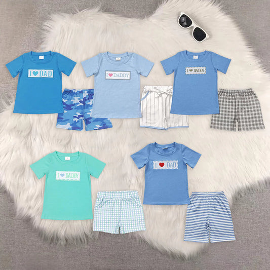 Sibling Baby Boys I love Dad Summer Shorts Clothes Sets