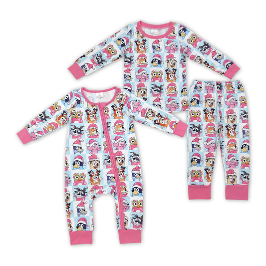 Sibling Girls Sister Cartoon Pajama Set and Romper