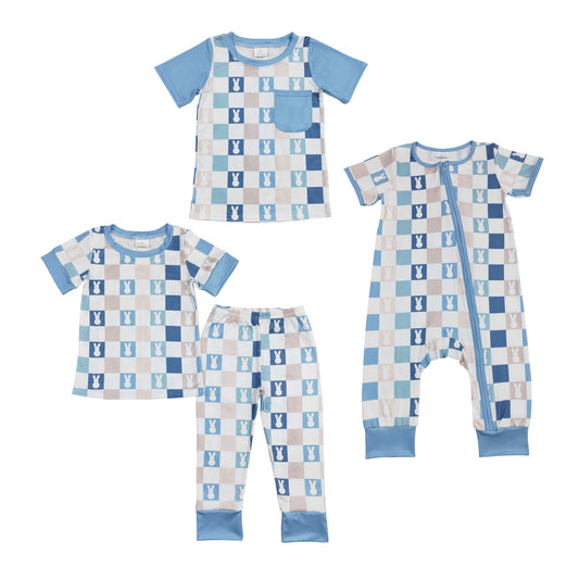 Sibling Boys Brother Easter Rabbit Checker Matching Clothes