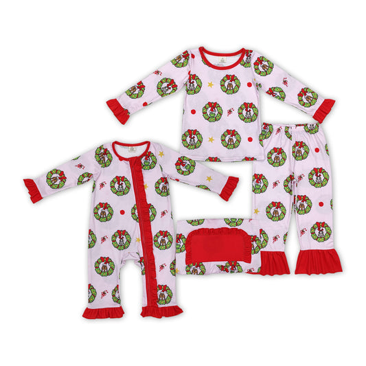 Sibling Girls Sister Christmas Character Printed Pink Pajama and Romper