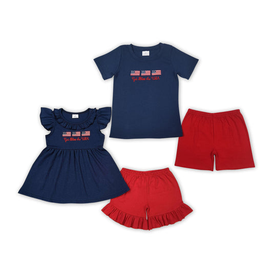 Baby Sibling July 4th God  Bless The USA Shorts Set