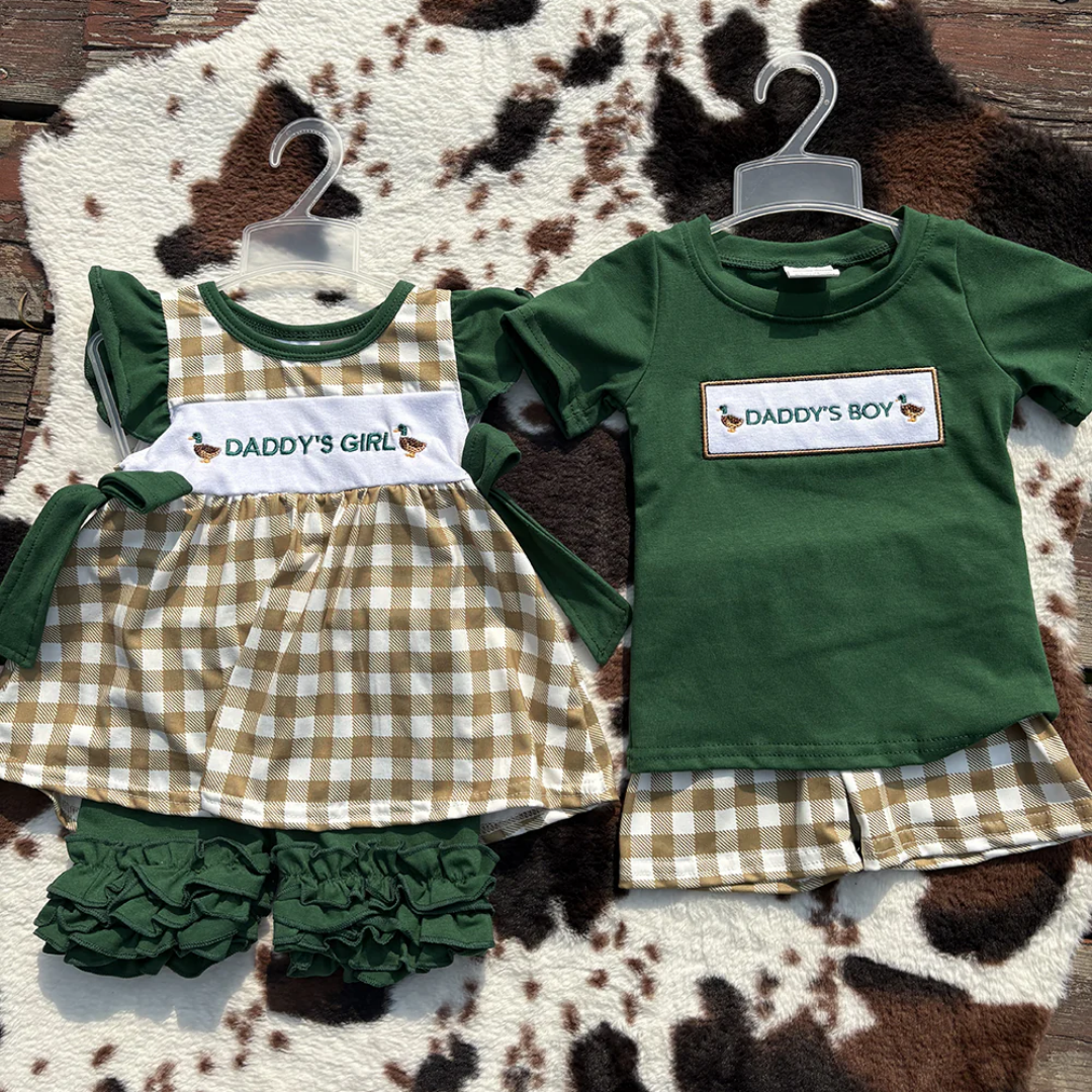 Sibling Boys Baby Girls Daddy Ducks Summer Outfits Suits