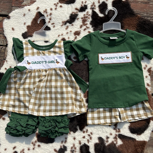 Sibling Boys Baby Girls Daddy Ducks Summer Outfits Suits