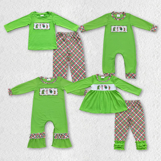 Toddler Sibling Christmas Character Green Face Set and Romper