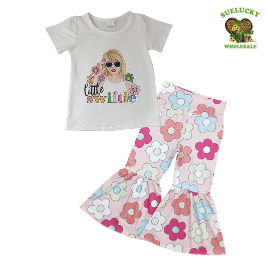 Little Swiftie Singer Fans Flower Bell Bottom Pants Outfit Pre order