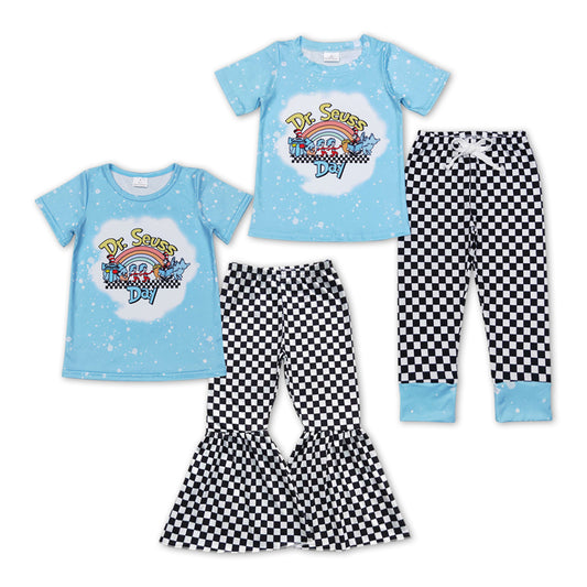 Baby Boys Girls Dr Reading Black Checker Pants Set Sibling