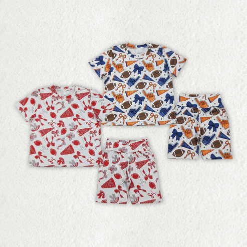 Sibling Baby Girls Football Team Cheer Bow Shorts Outfit