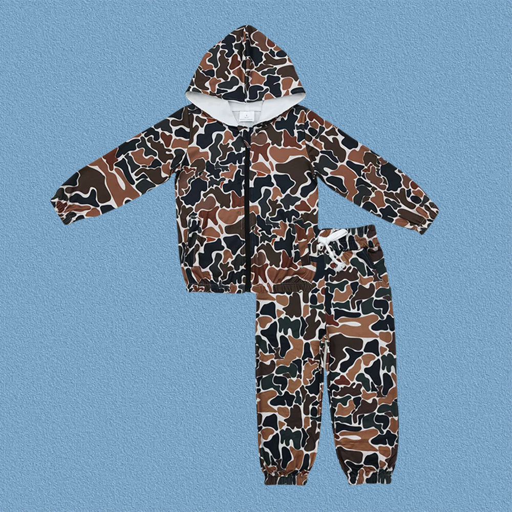 Baby Boys or Girls Camo Pocket Hooded Jacket Jogger Clothes Set