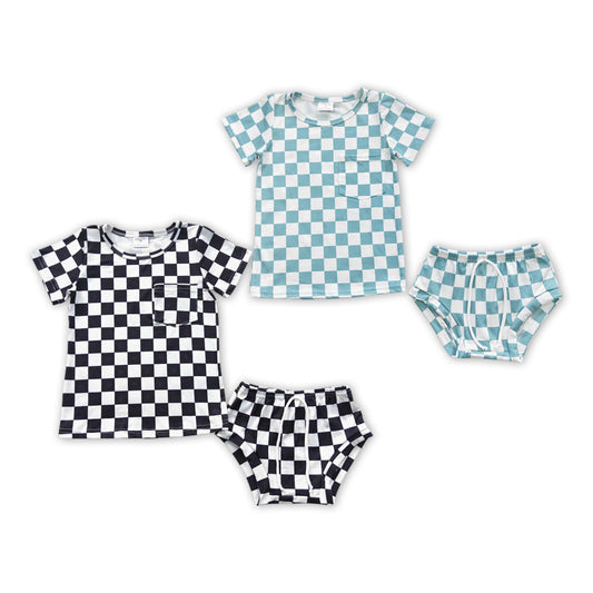 Toddler Baby Sibling Checker Bummie Set