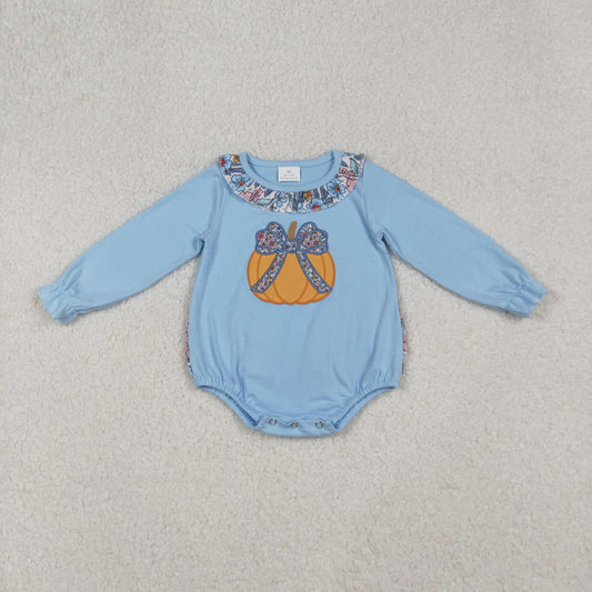 Baby Girls Floral Pumpkin Blue Romper