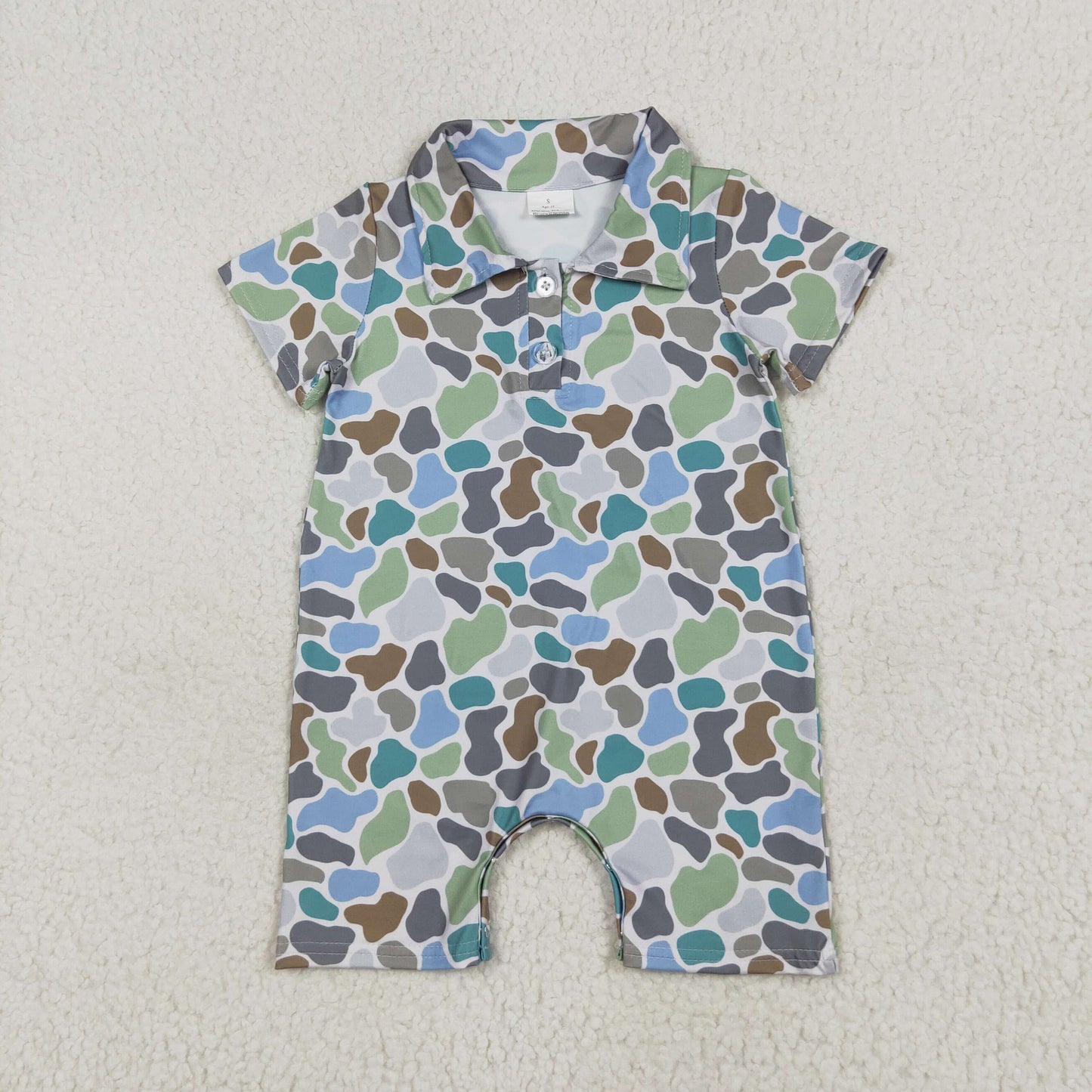 Baby Boys Green Camo Short Sleeve Shirt Romper