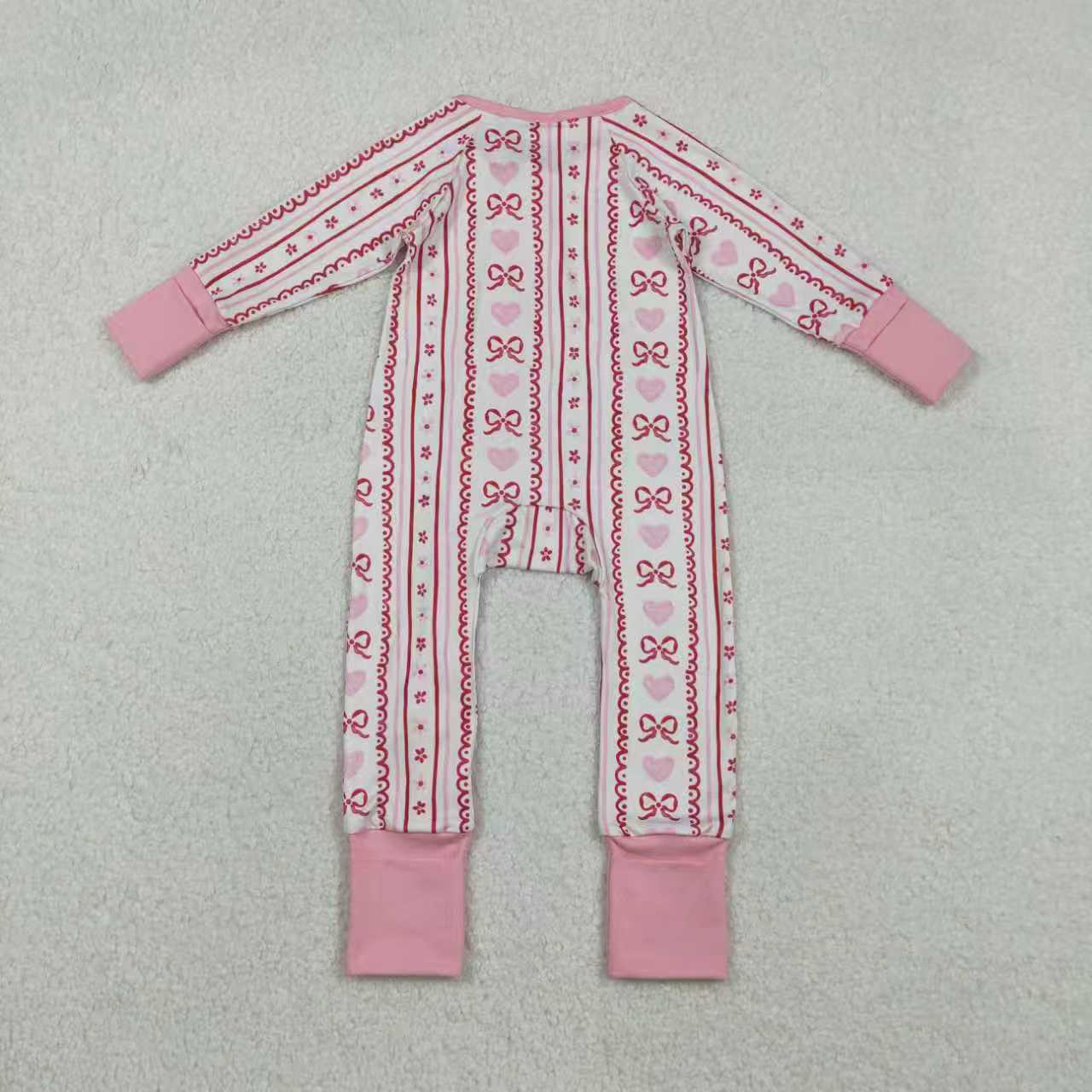 Sibling Baby Girls Pink Heart Bow Pajama Set /Romper