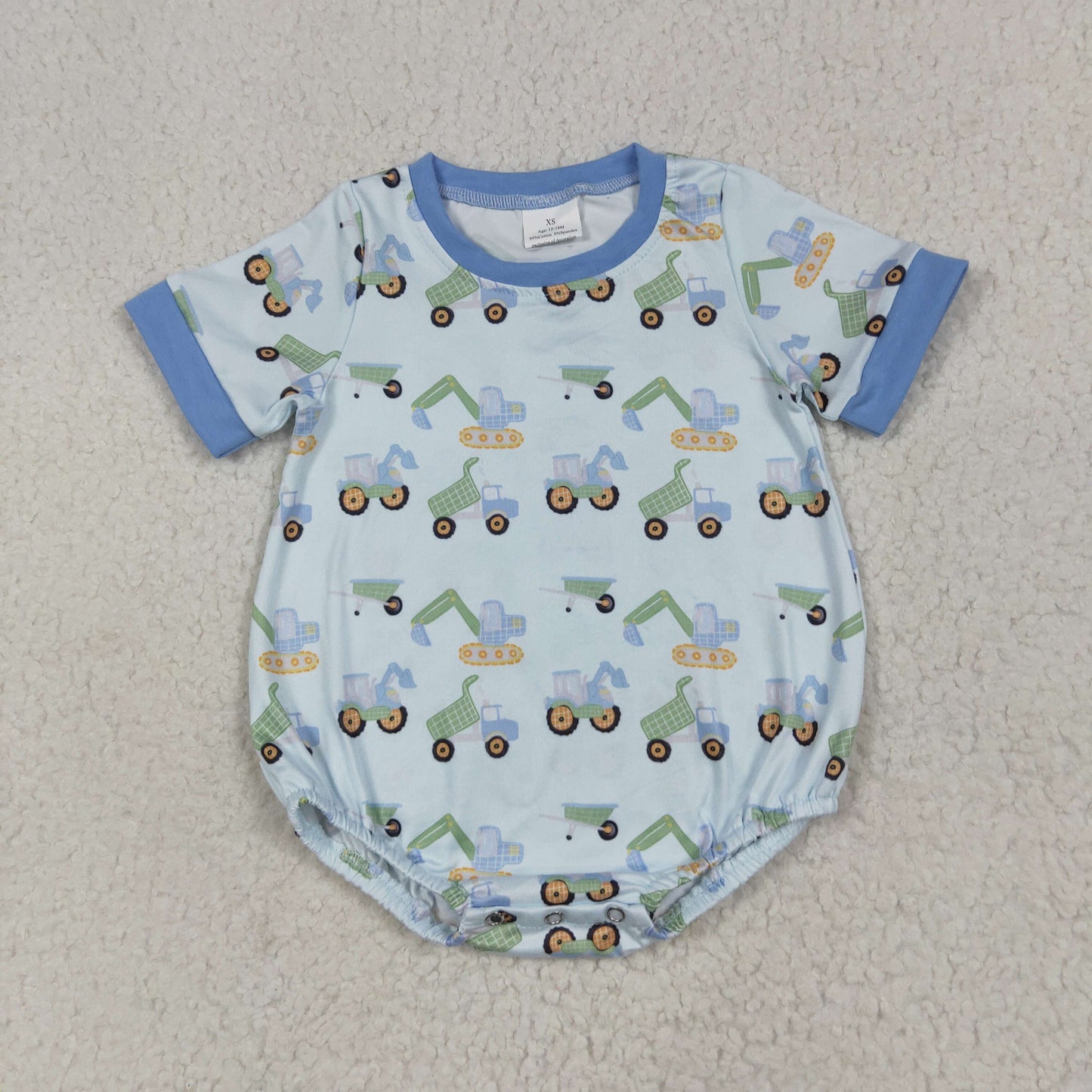 Baby Boys Construction Short Sleeve Romper