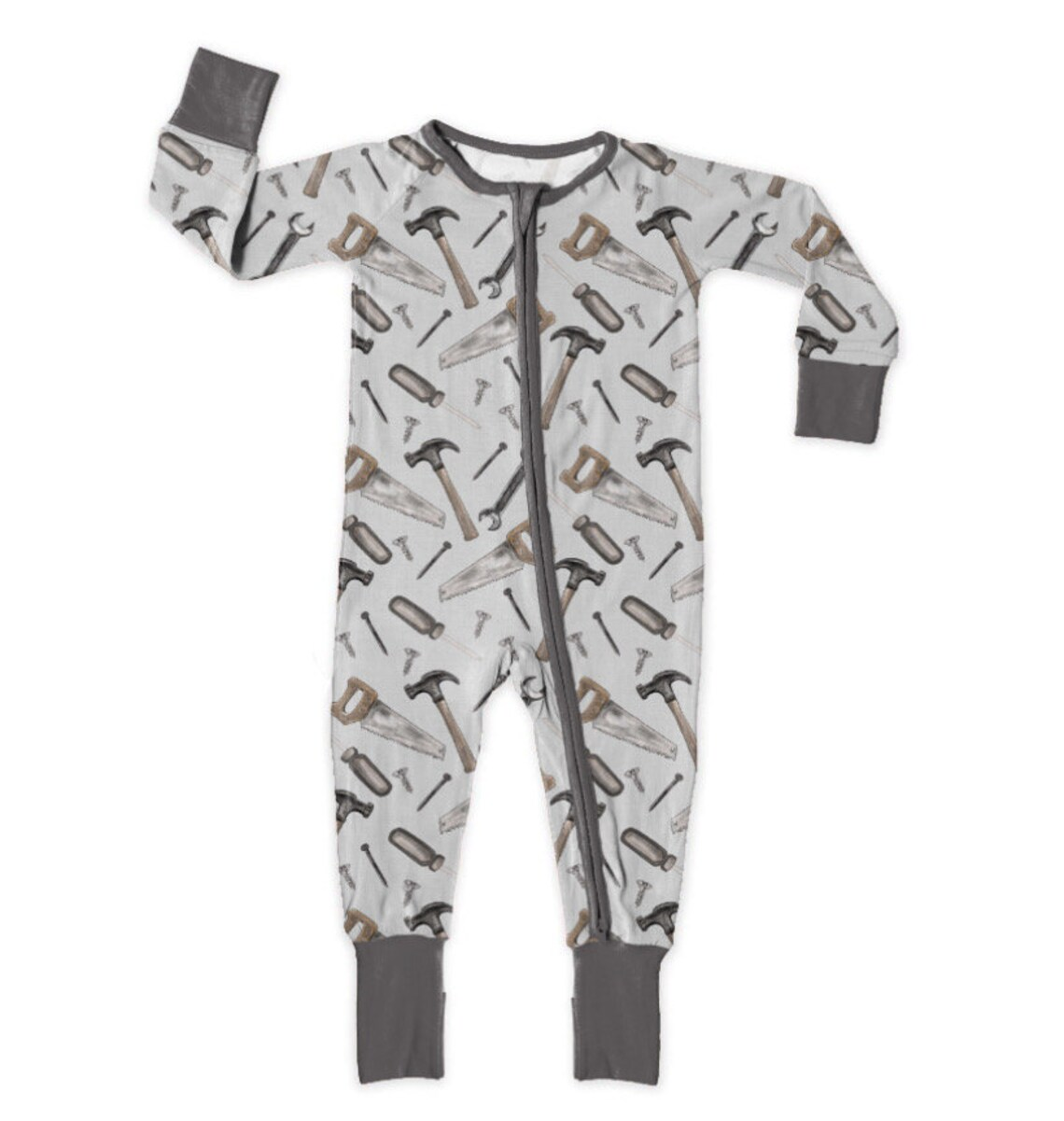 (5MOQ)  Baby Boys Tool Long Sleeve Zippy Romper Pre-order