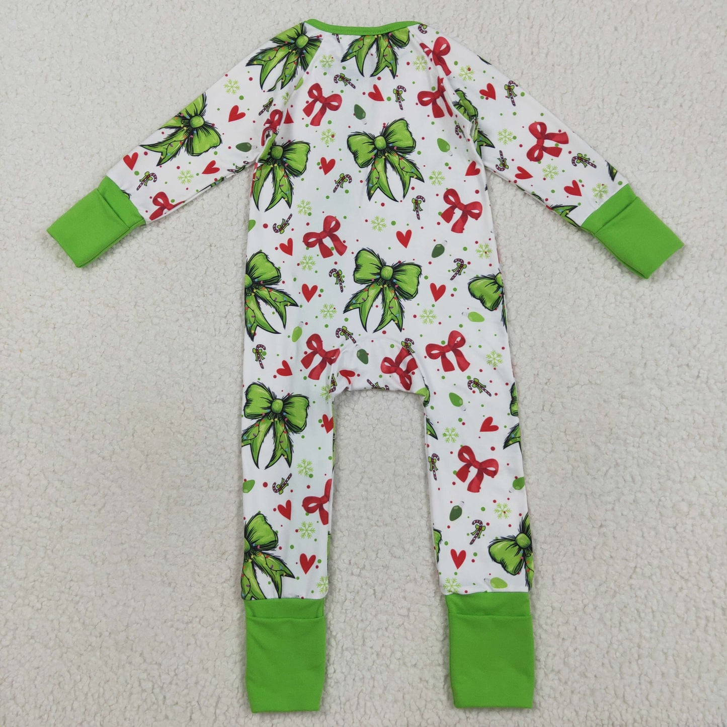 LR2482 Baby Boys Christmas Bow Long Sleeve Romper