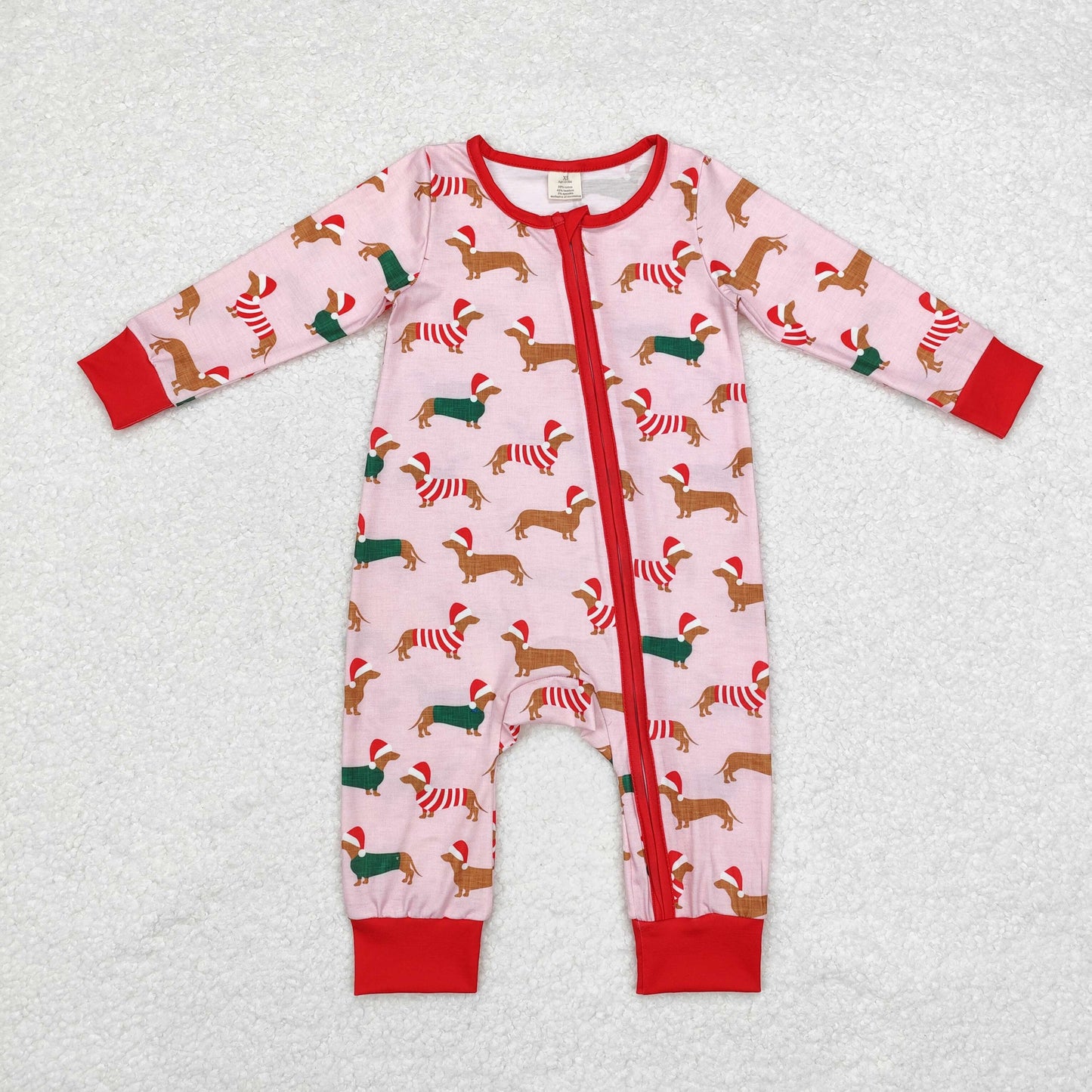 Baby Boys Christmas Dog Zipper Romper