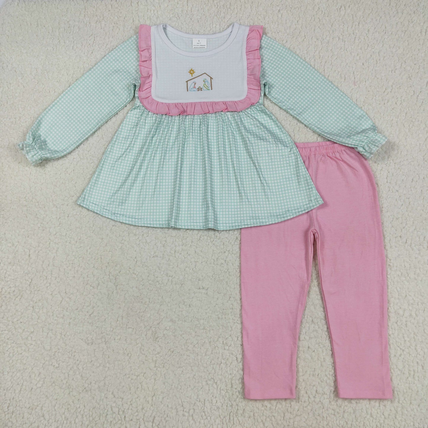 GLP2410 Kids Girls Christmas Nativity Pink Pants Outfit