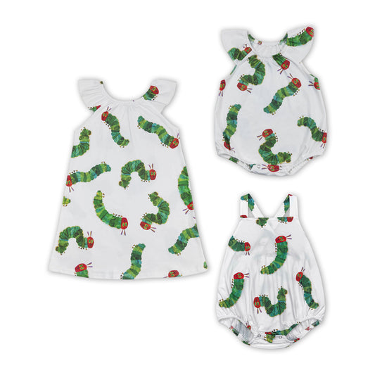 Baby Sibling Cute Caterpillar Dress and Romper