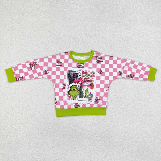 Baby Girls  Christmas Cartoon Green Face Long Sleeve Top