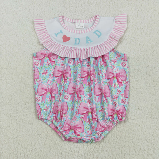 SR3089 Baby Girls Pink Floral Coquette I Love Dad Bubble Romper