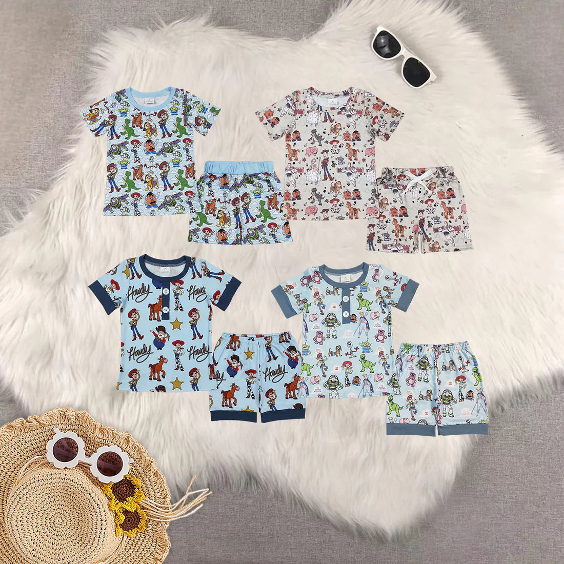 Toddler Baby Boys Summer Cartoon Toy Shorts Pajama Set