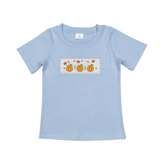 BT0833 Baby Boys Fall Pumpkin  Short Sleeve Top