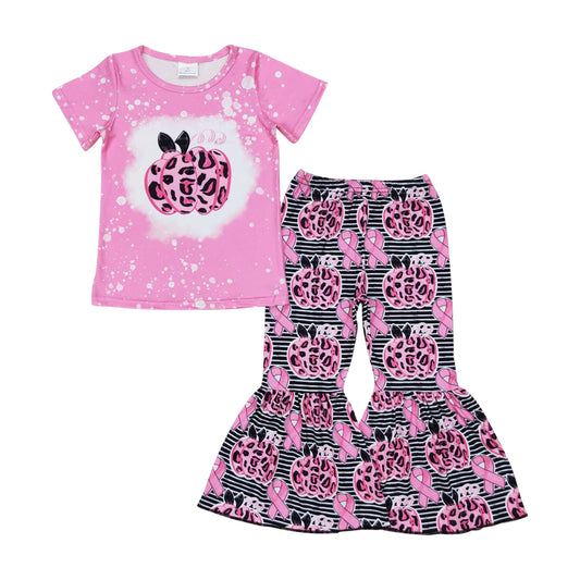 October Wear Pink Pumpkin  Bell Bottom Pants Set