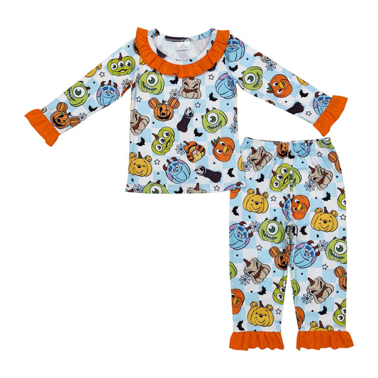 GLP1738 Baby Girls Halloween Pumpkin Pajama Set