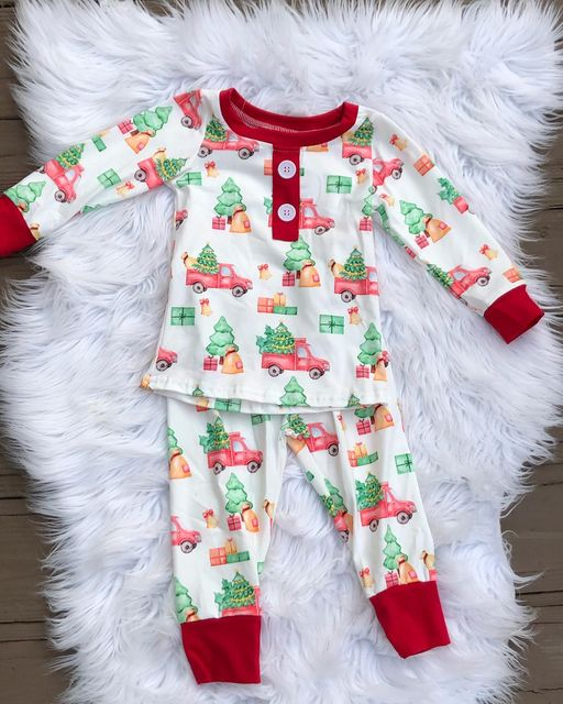 Kids Boys Christmas Tree Truck Outfit