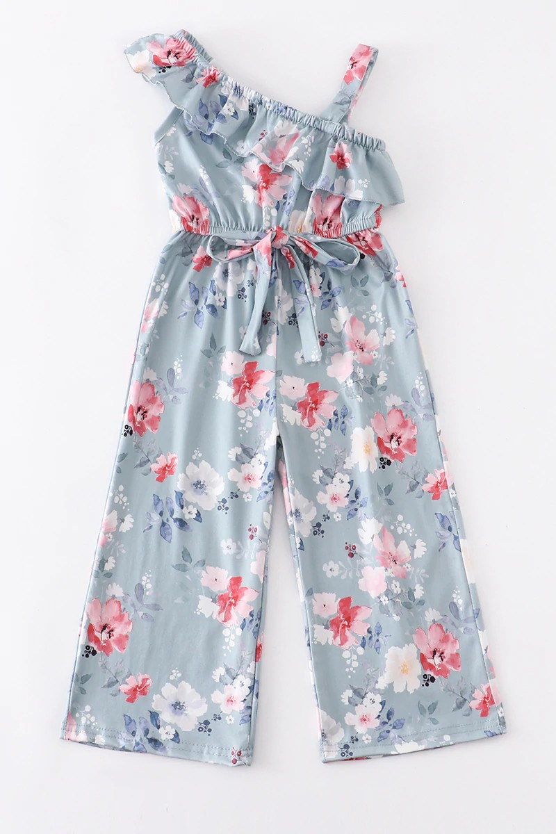 SR0008 Kids Girls Floral Jumpsuit