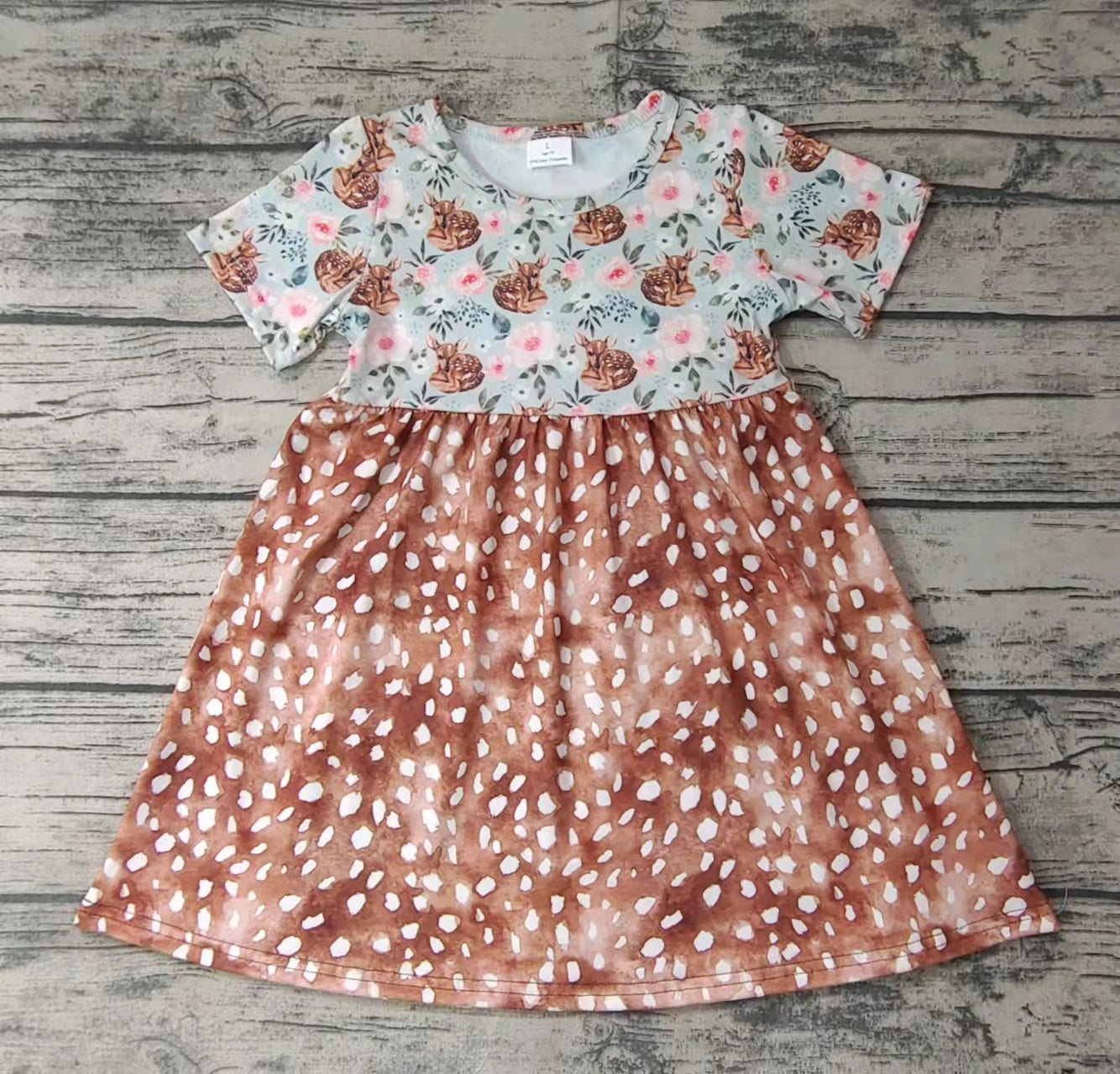 Summer Girls Floral Deer Dress