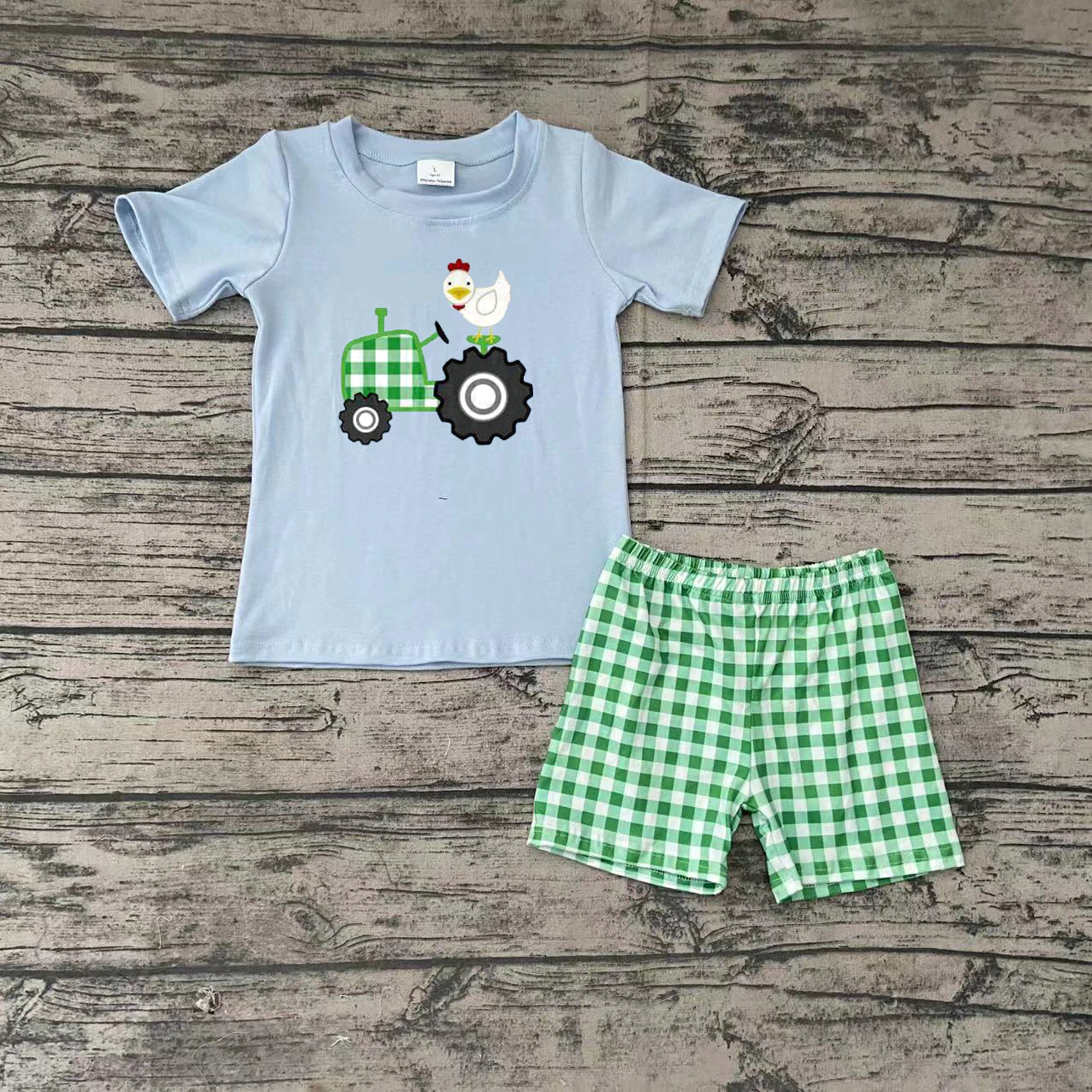 Summer Boys Embroidery Farm Outfit