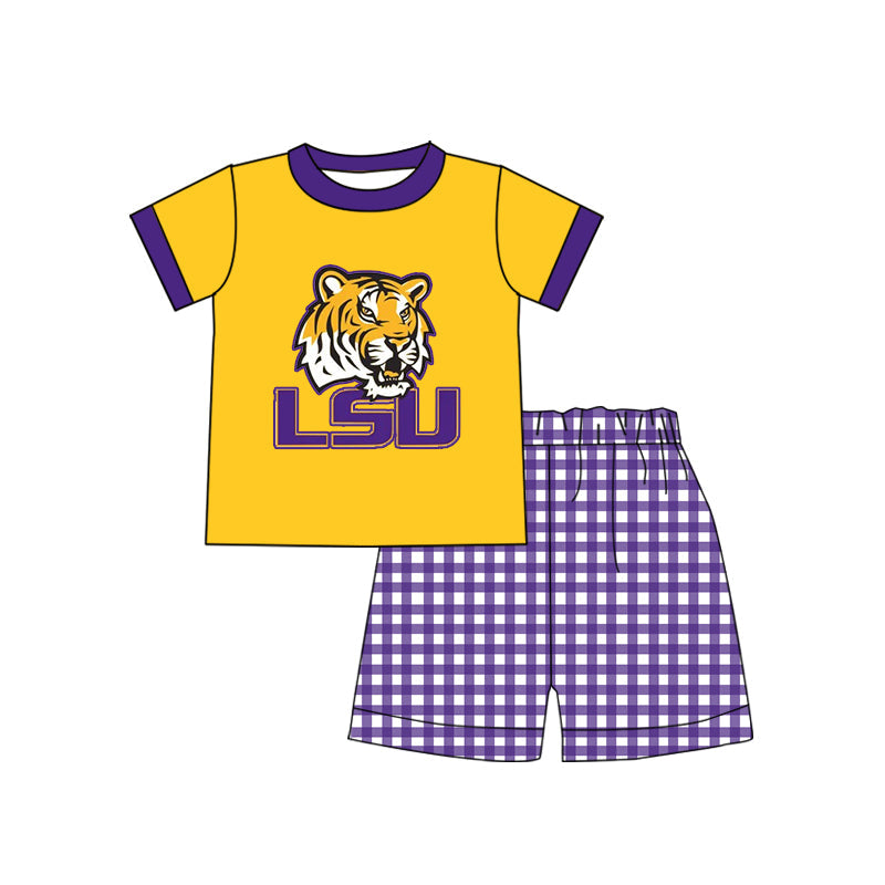 Baby Boys Summer LSU Purple Shorts Set  Pre-order 3 MOQ