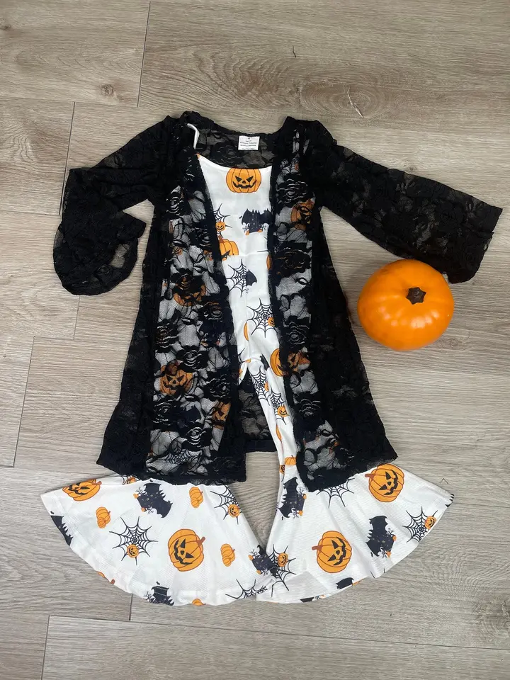 RTS Girls Halloween Lace Cardigen +Jumpsuit Suit