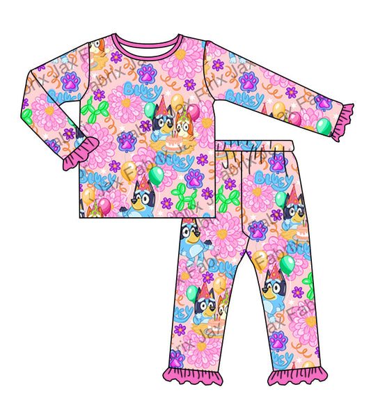 Baby Girls  Sister Dog Birthday Pajamas Clothes Set Outfit Preorder