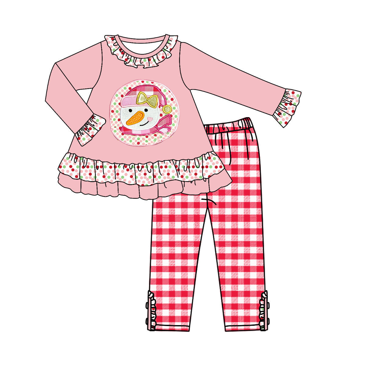 Baby Girls Christmas Snowmen Cute Outfit  NO MOQ