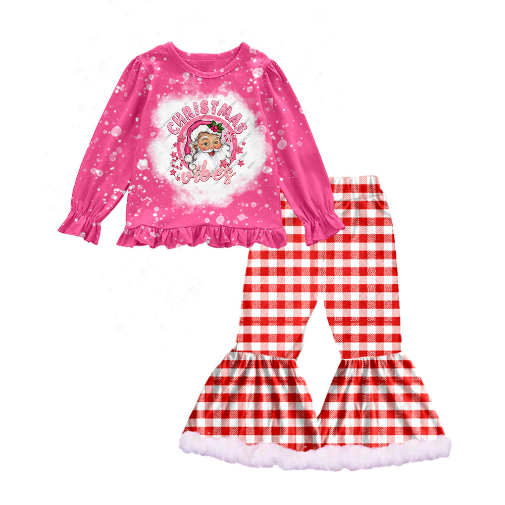 Kids Girls Christmas Vibes Pink Outfit 5 MOQ