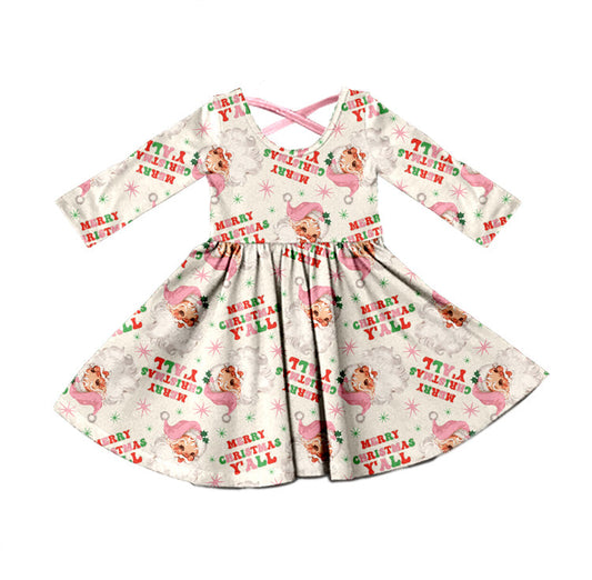 Merry Christmas Y'all Kids Girls Dress Custom Design 5 MOQ