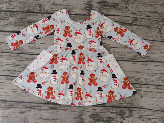 kids girls christmas long sleeve dress  5 MOQ