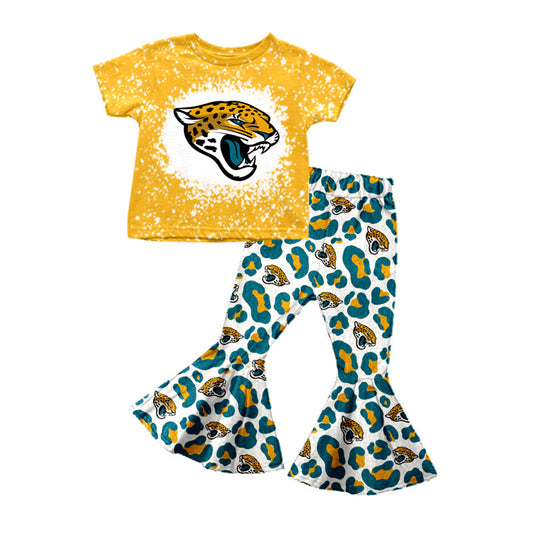 5 MOQ  Kids Girls  Football Team  Bell Bottom Pants Outfit