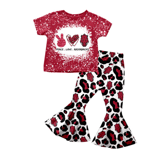 5 MOQ  Kids Girls  Football Team  Bell Bottom Pants Outfit