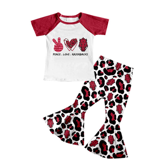 5 MOQ  Kids Girls  Football Team  Bell Bottom Pants Outfit