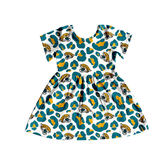 5 MOQ  Kids Girls  Football Team  short sleeve dress