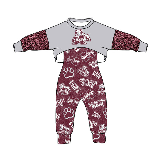 5 MOQ  Kids Girls Football Team  Top and Jumpsuit Set
