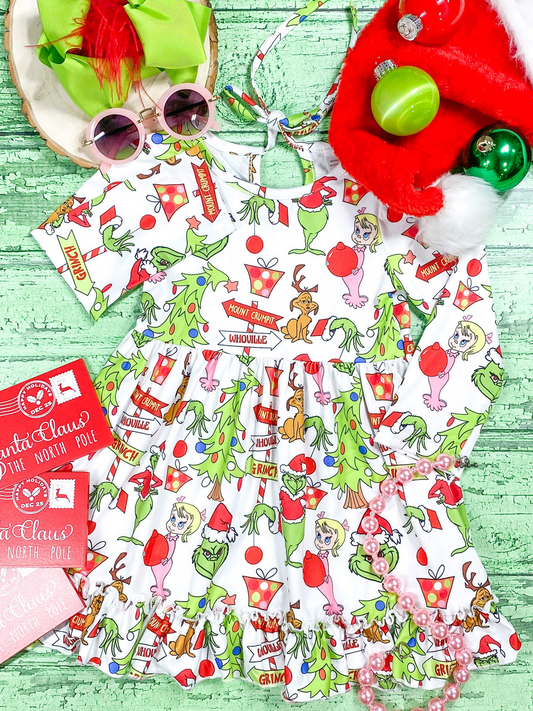 Custom ⚠ 3 MOQ Kids Girls Christmas Long Sleeve Dress