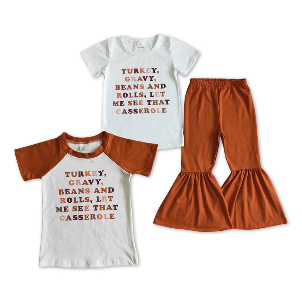 Girls Thanksgiving Day Turkey Gravy Outfit and Boys Top