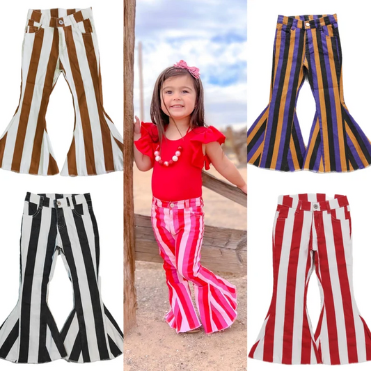 Baby Girls Pink Striped Denim Pants